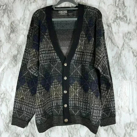 Cortina Italia Sweater Mens Large Made in Italy Wool Blend - Picture 1 of 4